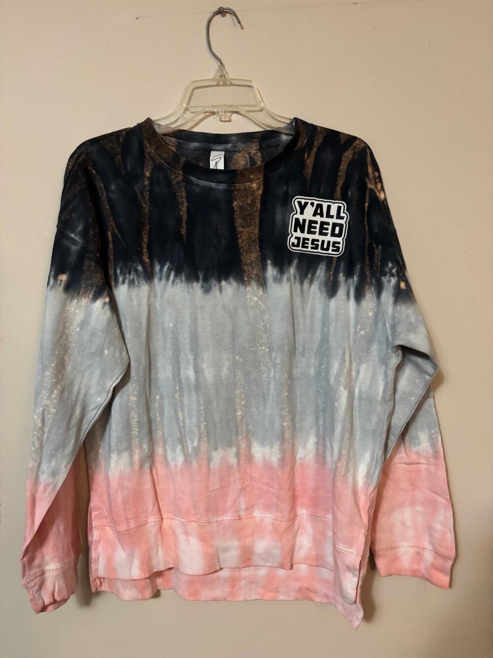 Custom made ombré crewneck sweatshirt funny NWT oversized yall need Jesus